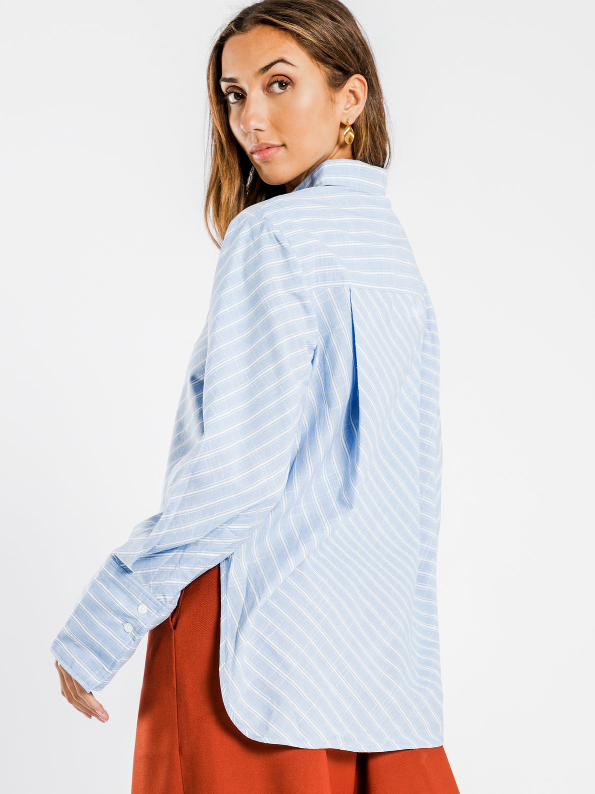 Hanam Oversized Shirt in Blue &amp; White Stripe