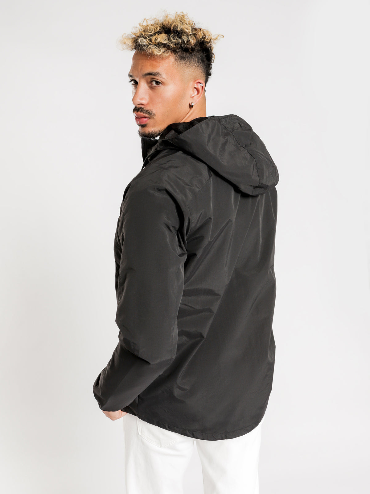 Panelled Zip Through Jacket in Black