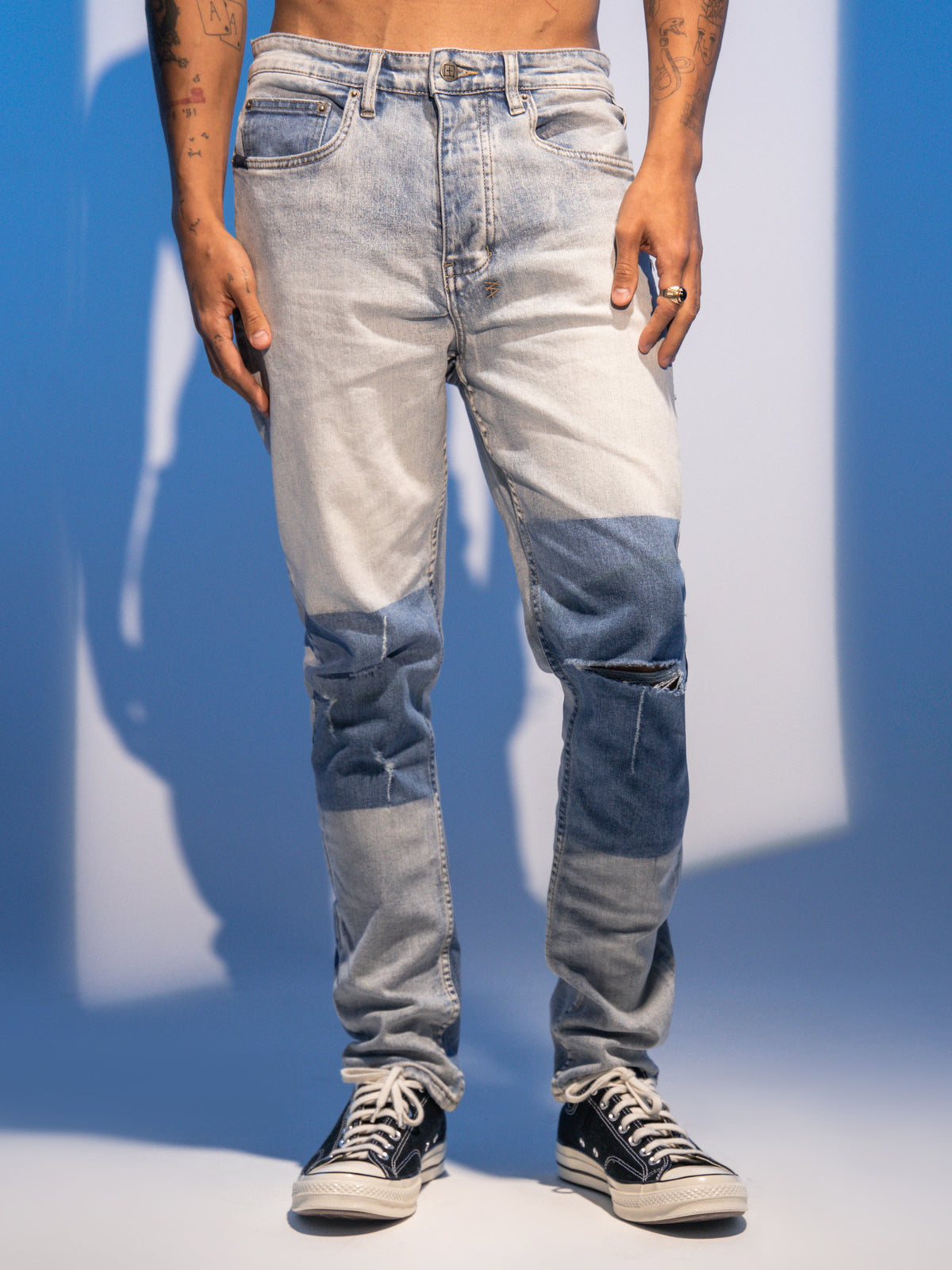 Wolfgang Slim Tapered Jeans in 2 Tone Blue