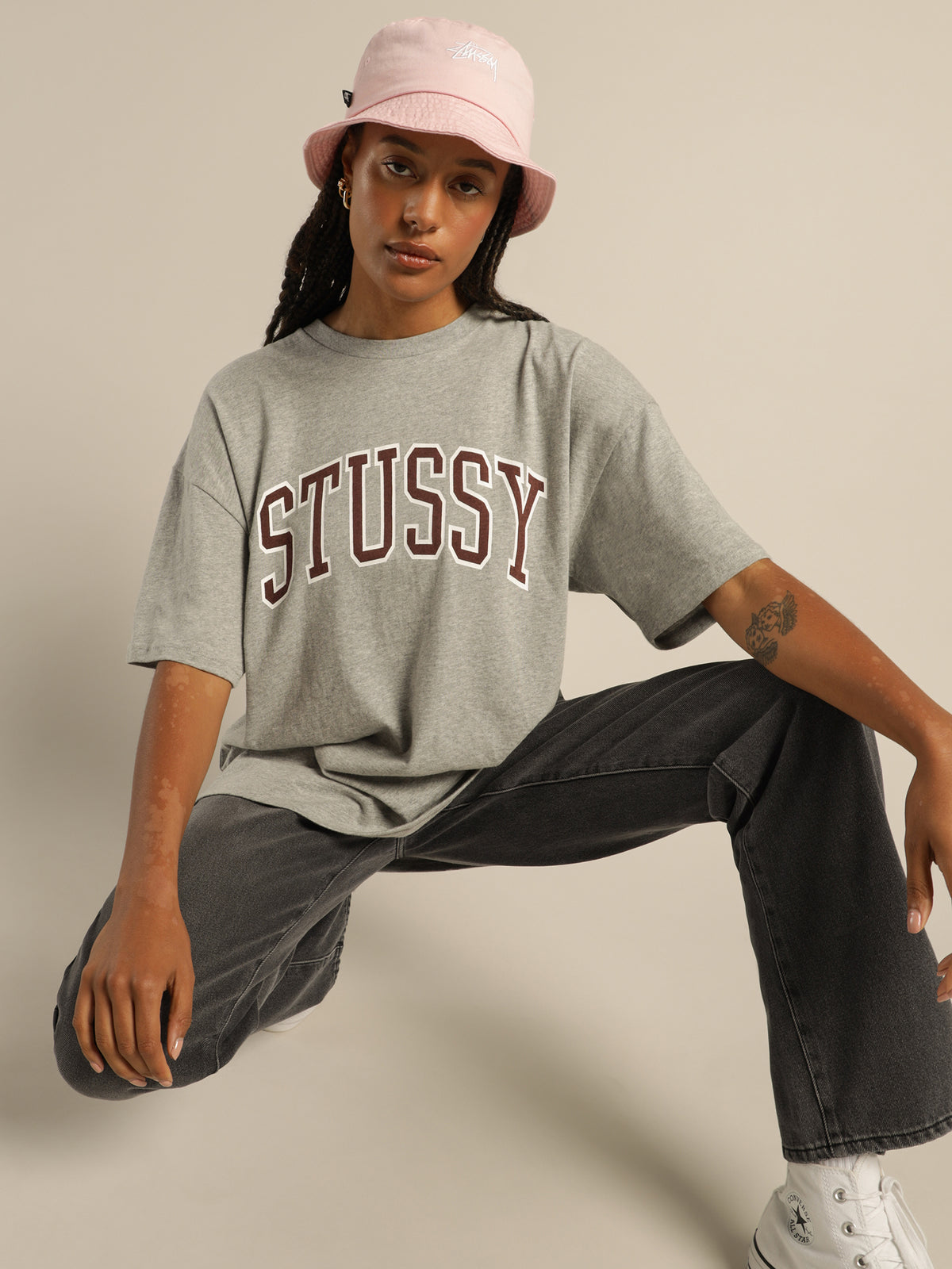 Varsity Relaxed T-Shirt in Grey Marle