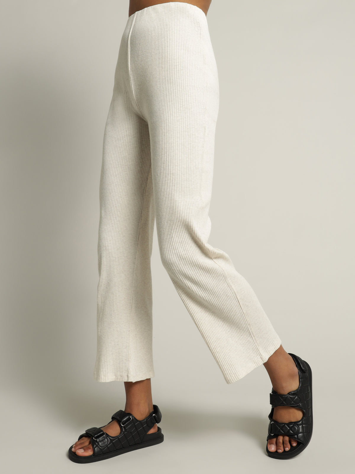 Ribbed Lounge Culotte in Cream Marle