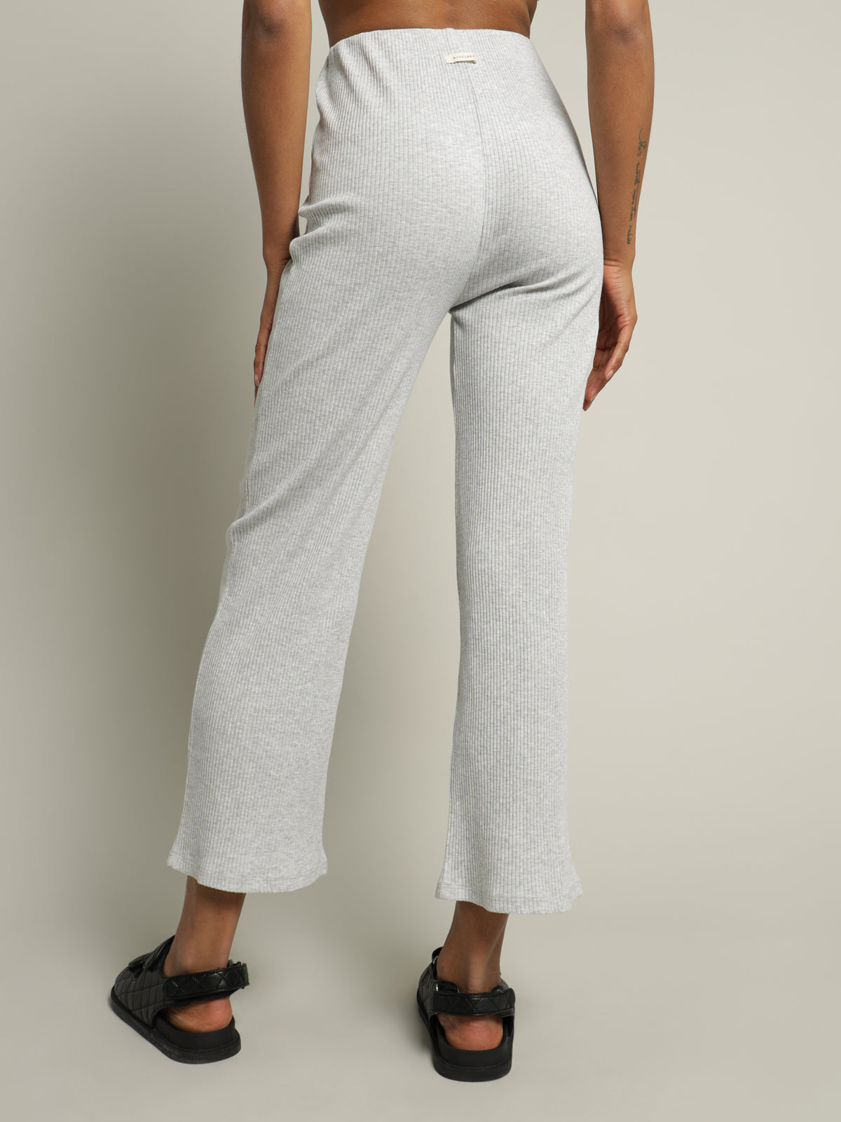 Ribbed Lounge Culotte Pants in Grey Marle