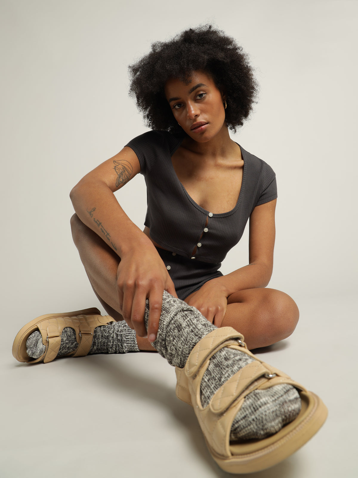 Lounge Knit Socks in Charcoal