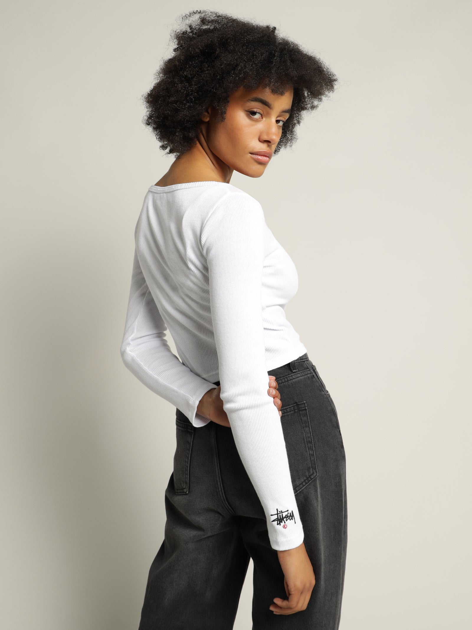 Graffiti Button Through Long Sleeve Top