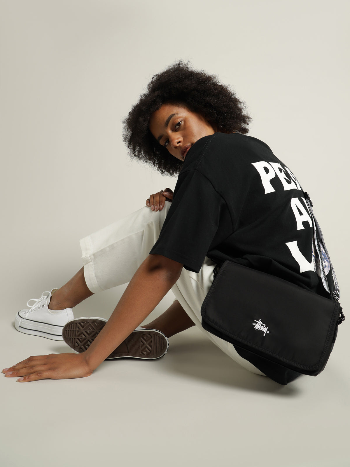 Stussy Logo Shoulder Bag | Black