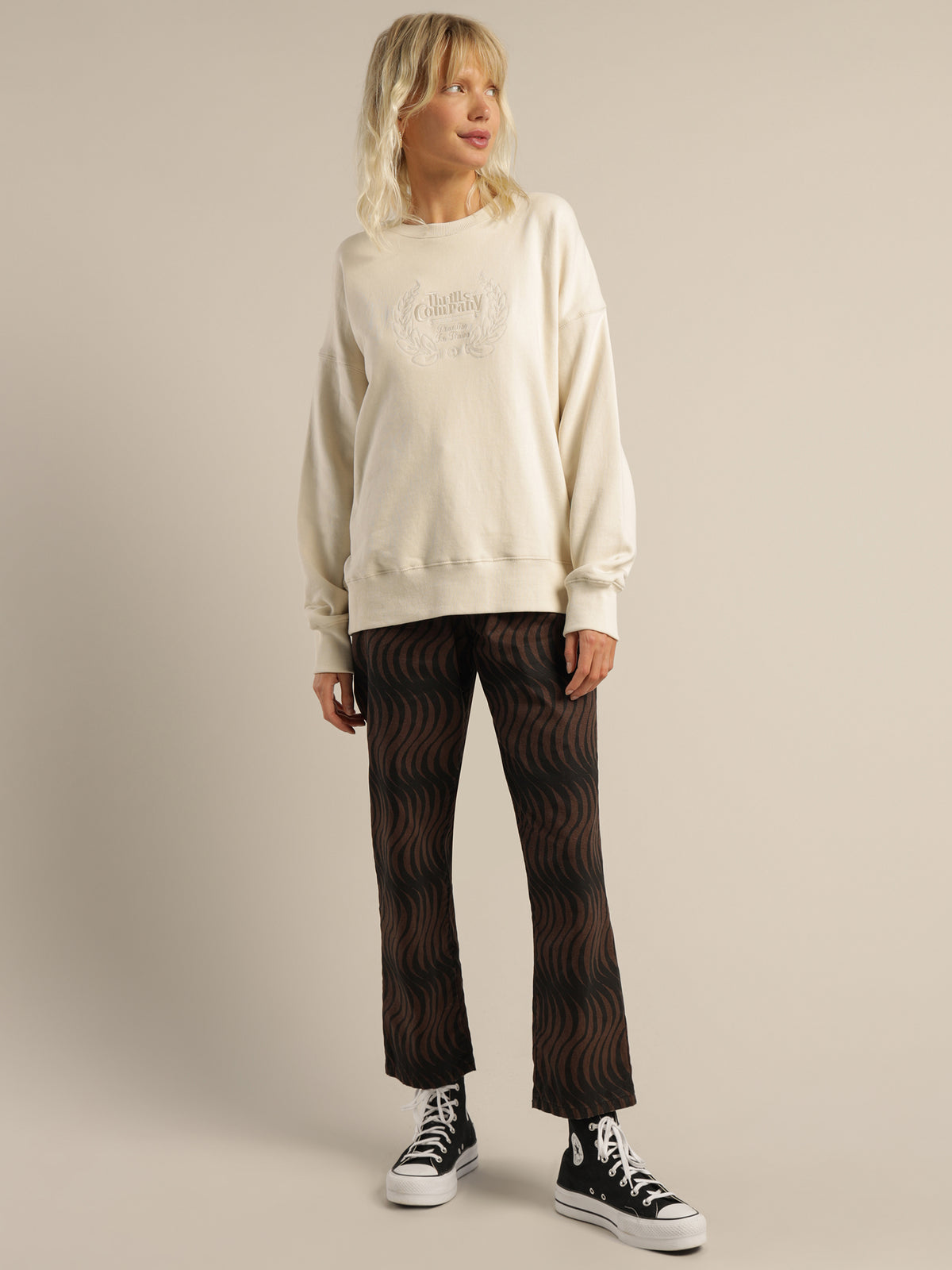 Paradise Crest Slouch Crew in Unbleached