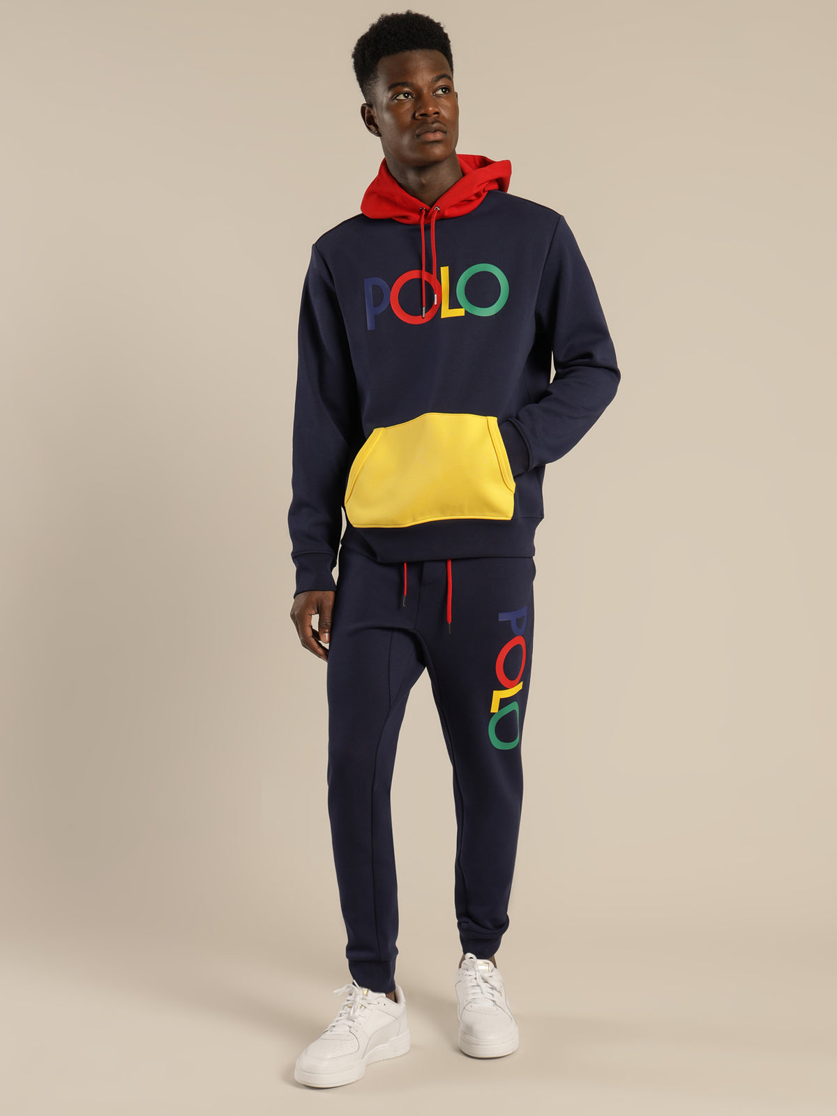 Polo Logo Double Knit Track Pants in Newport Navy