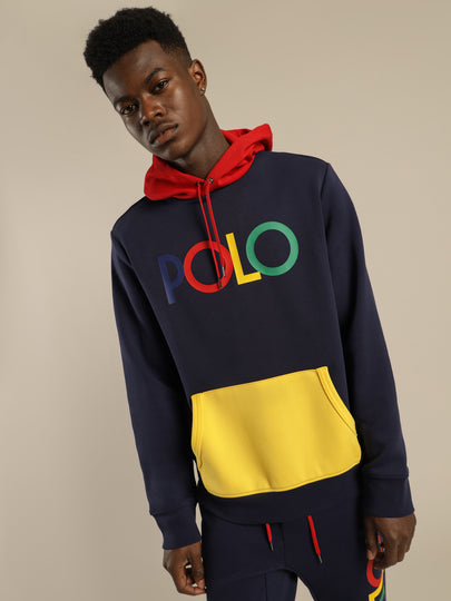 Polo Logo Double Knit Pullover Hoodie