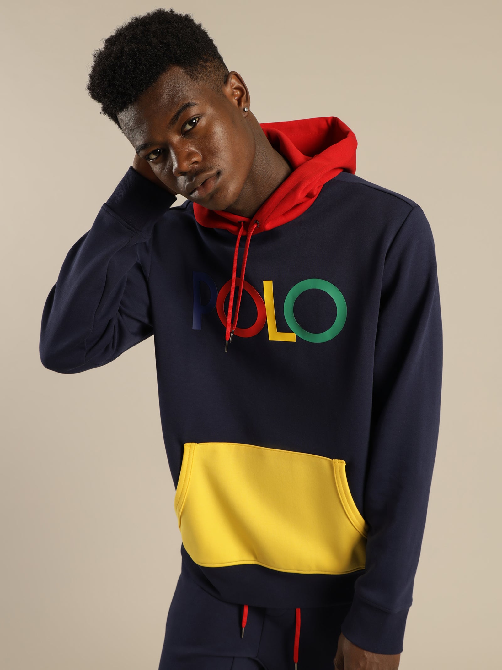 Polo Logo Double Knit Pullover Hoodie