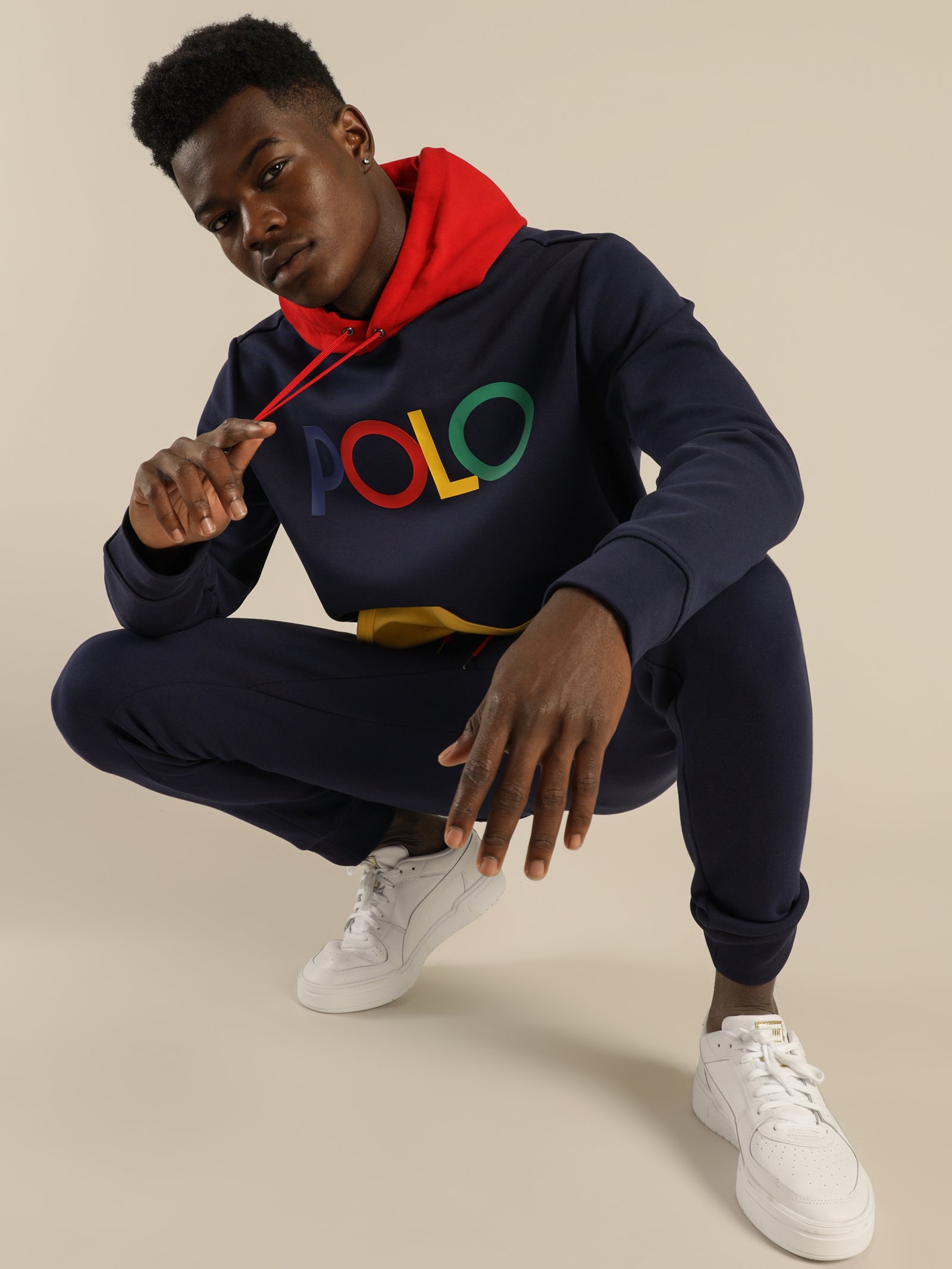 Polo Logo Double Knit Pullover Hoodie