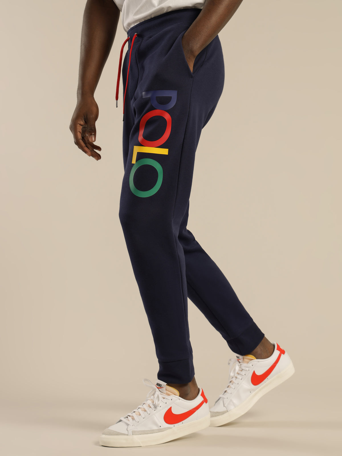 Polo Logo Double Knit Track Pants in Newport Navy