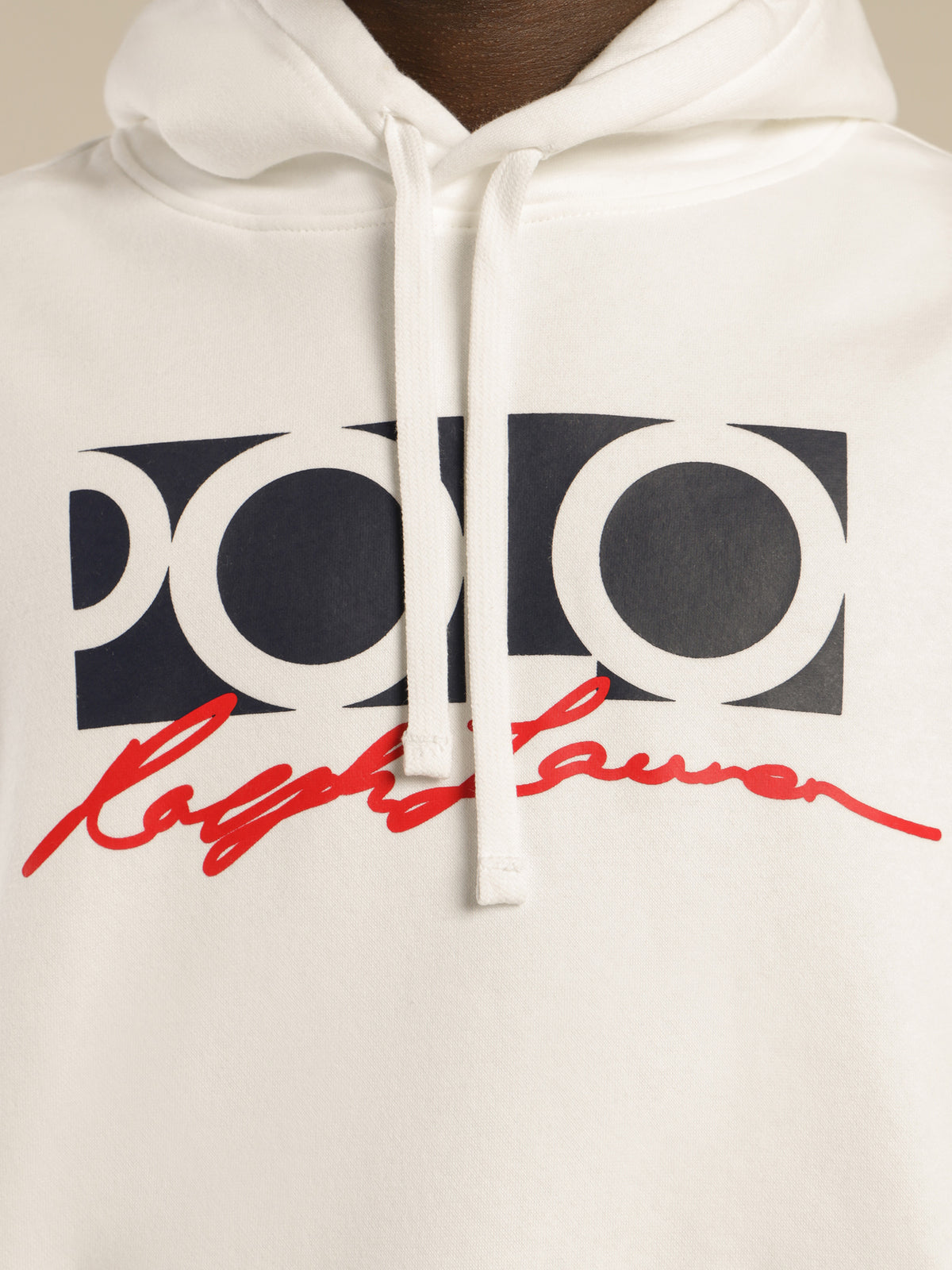 Polo Logo Fleece Hoodie in White