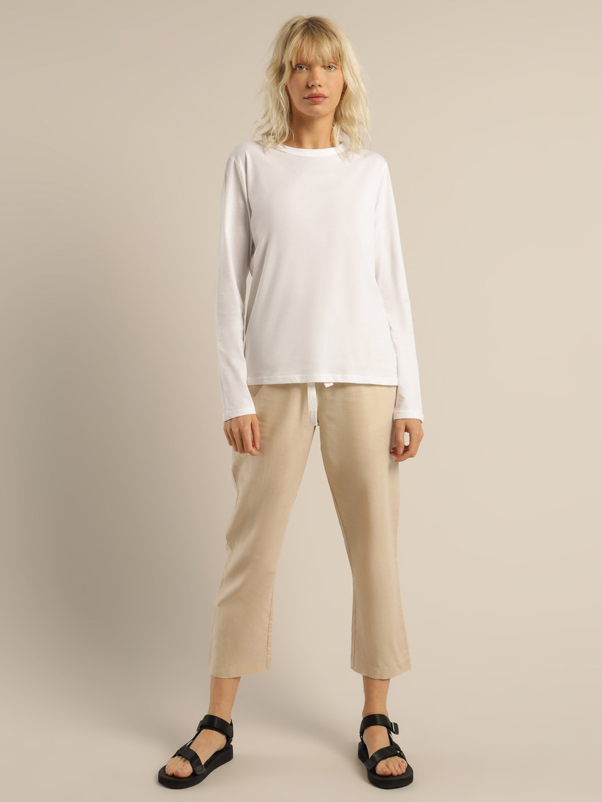 Ava Long Sleeve Top in White