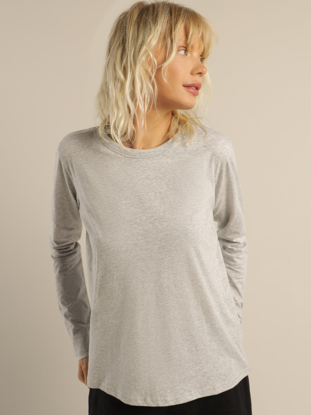 Ava Long Sleeve Top in Grey