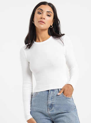 Greta Long Sleeve T-Shirt in White