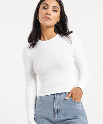 Greta Long Sleeve T-Shirt in White