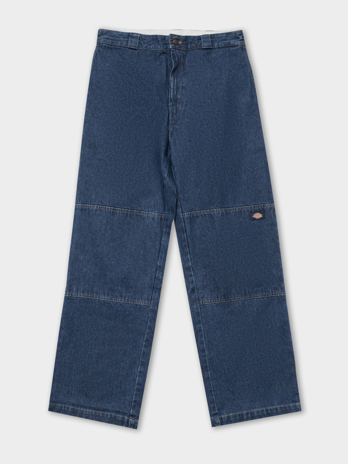 85-283AU Double Knee Jeans in Stone Washed Indigo Blue