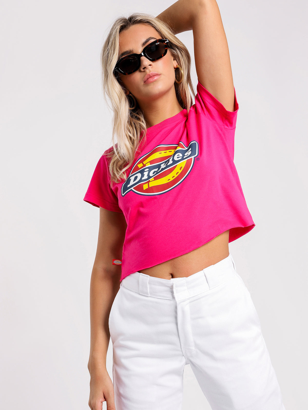 H.S Logo Cropped T-Shirt in Pink