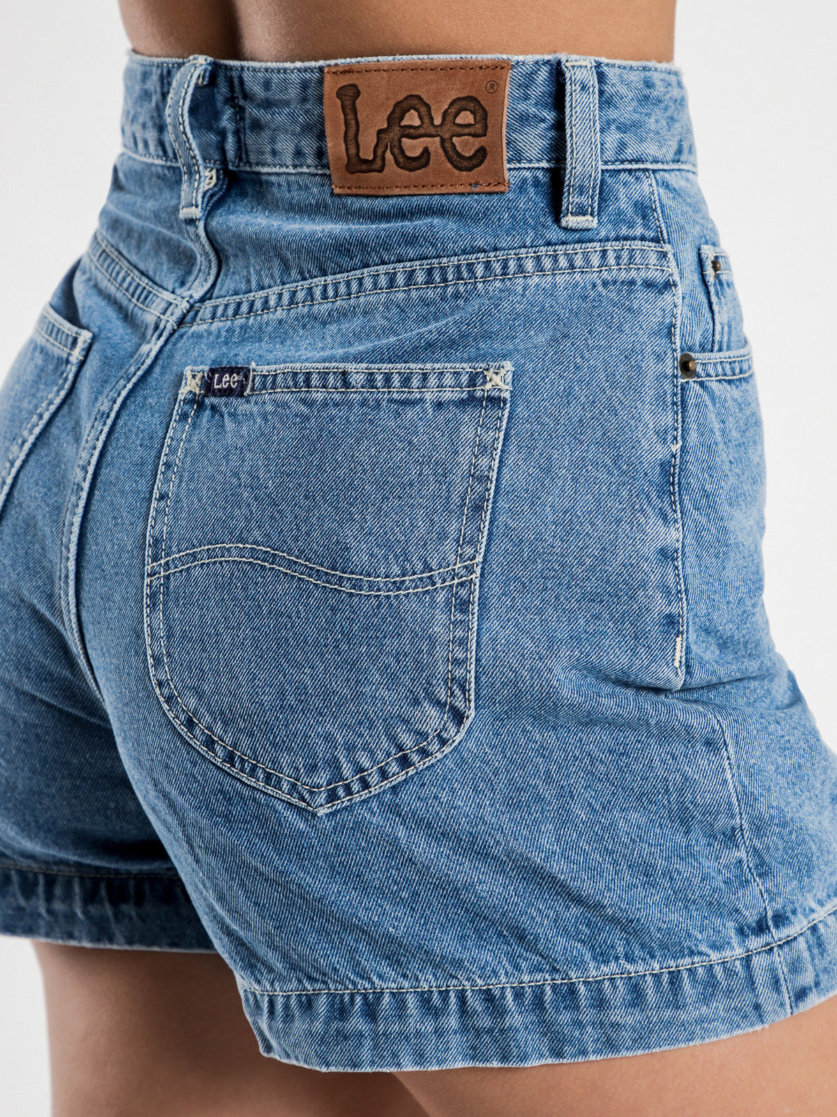 High Relaxed Shorts in Refined Blue Denim