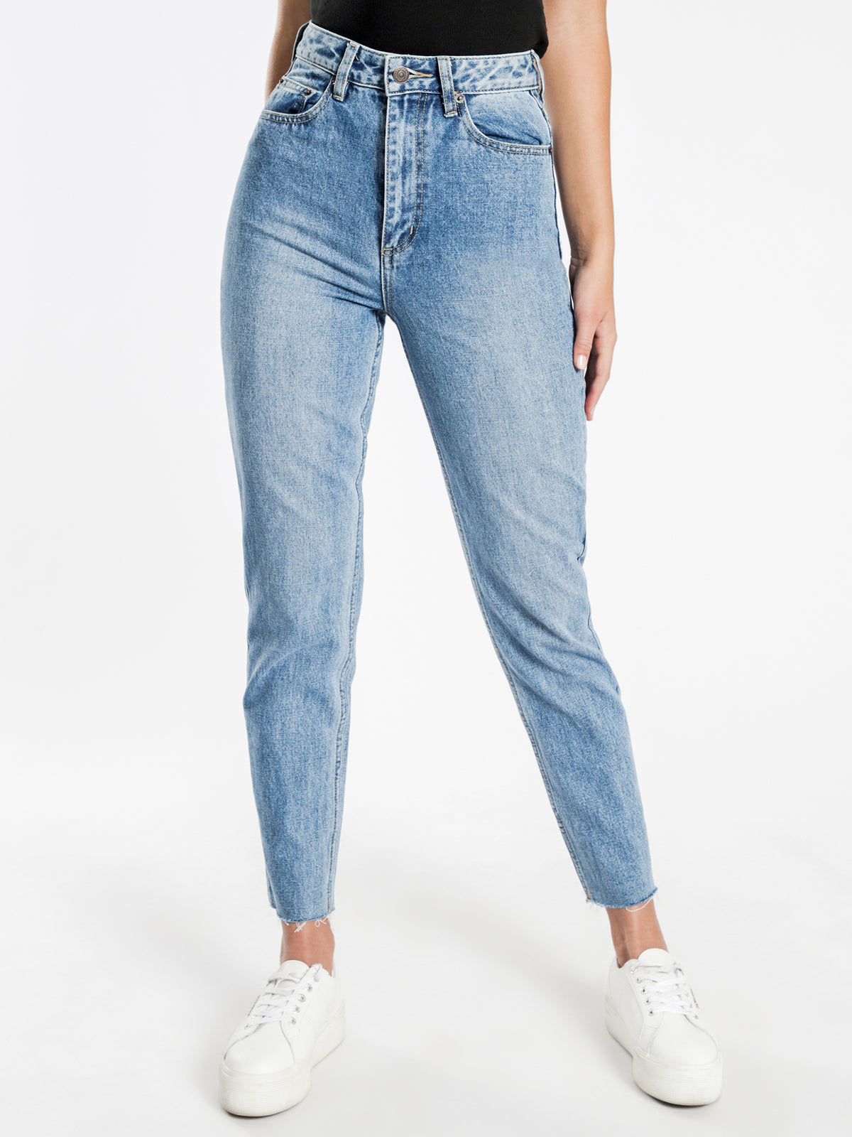 High Mom Jeans in Sublime Blue Denim
