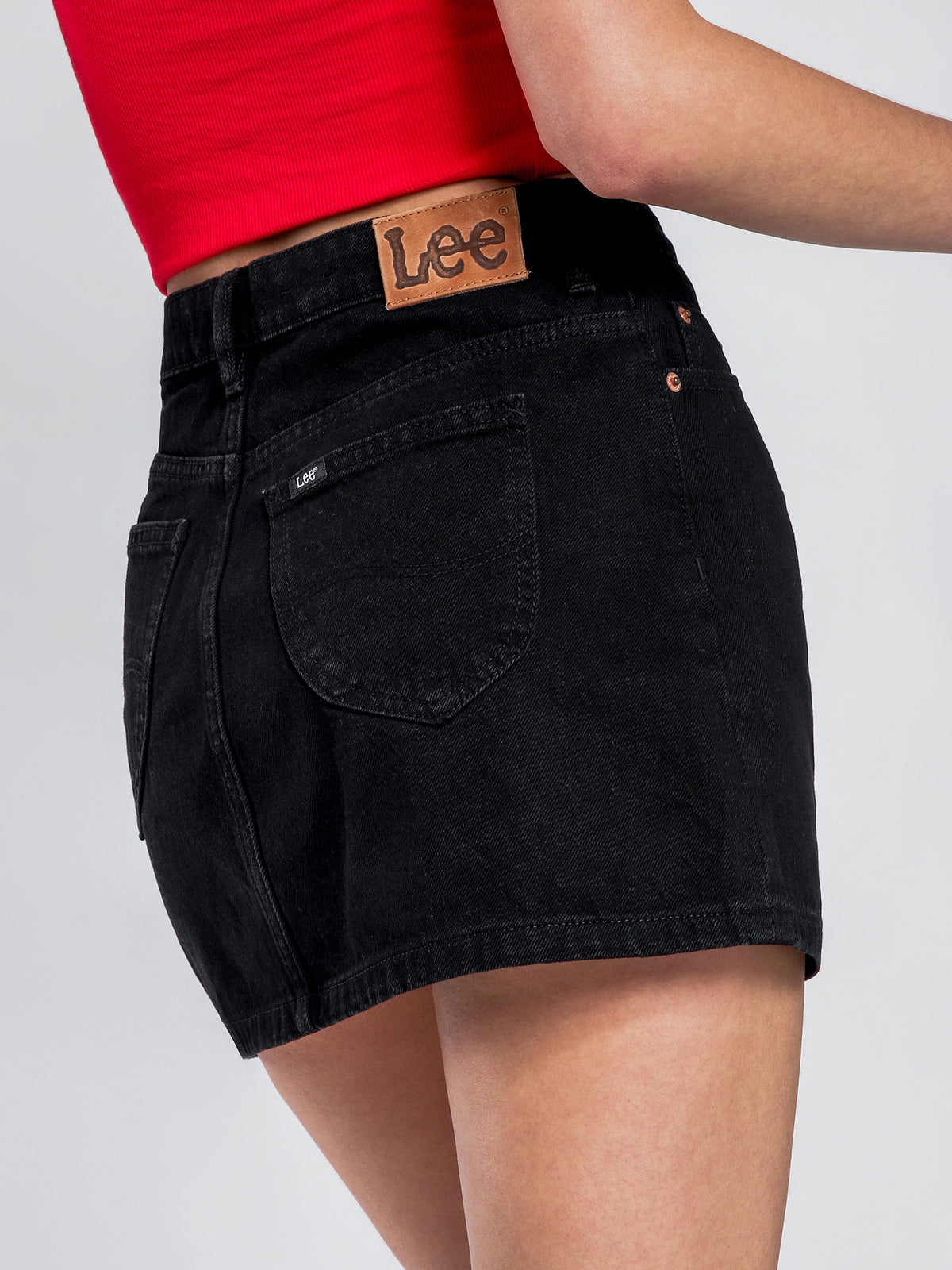 Lola A-Line Skirt in Black Heat Denim
