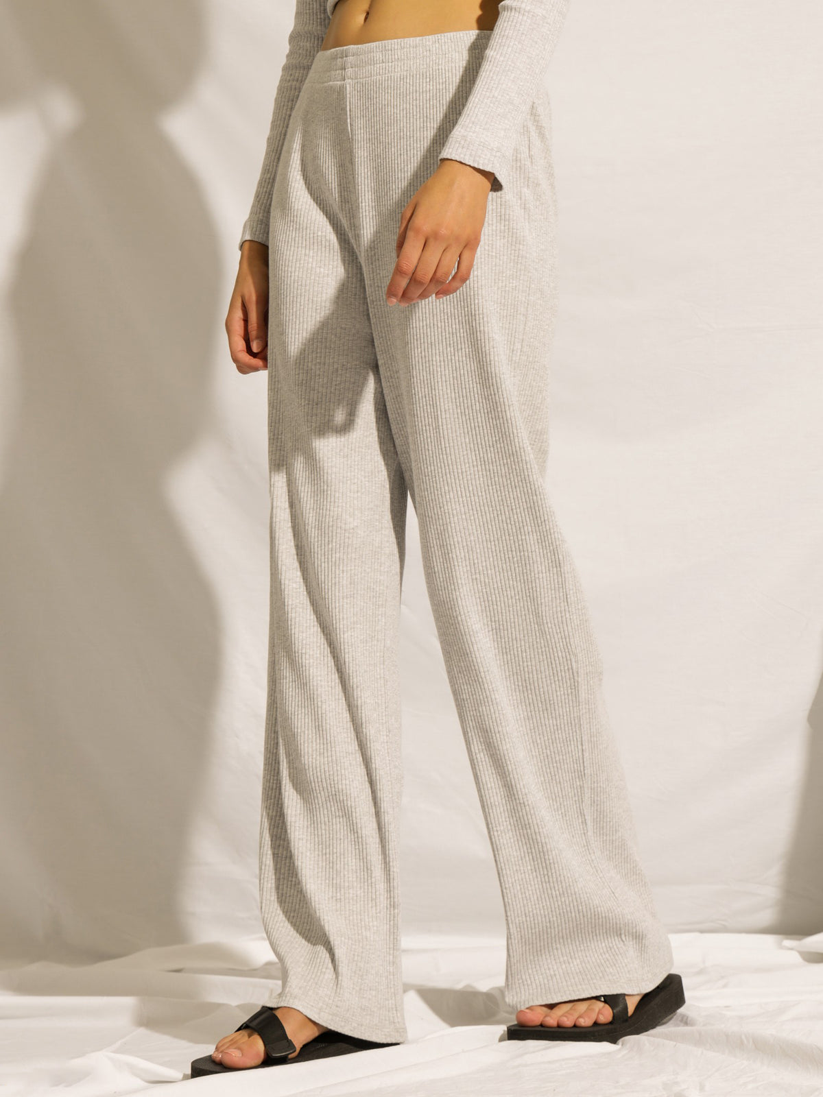 Nude Lounge Ribbed Pants in Grey Marle