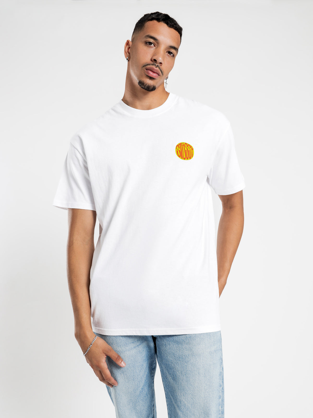 80&#39;s Dot Short Sleeve T-Shirt in White