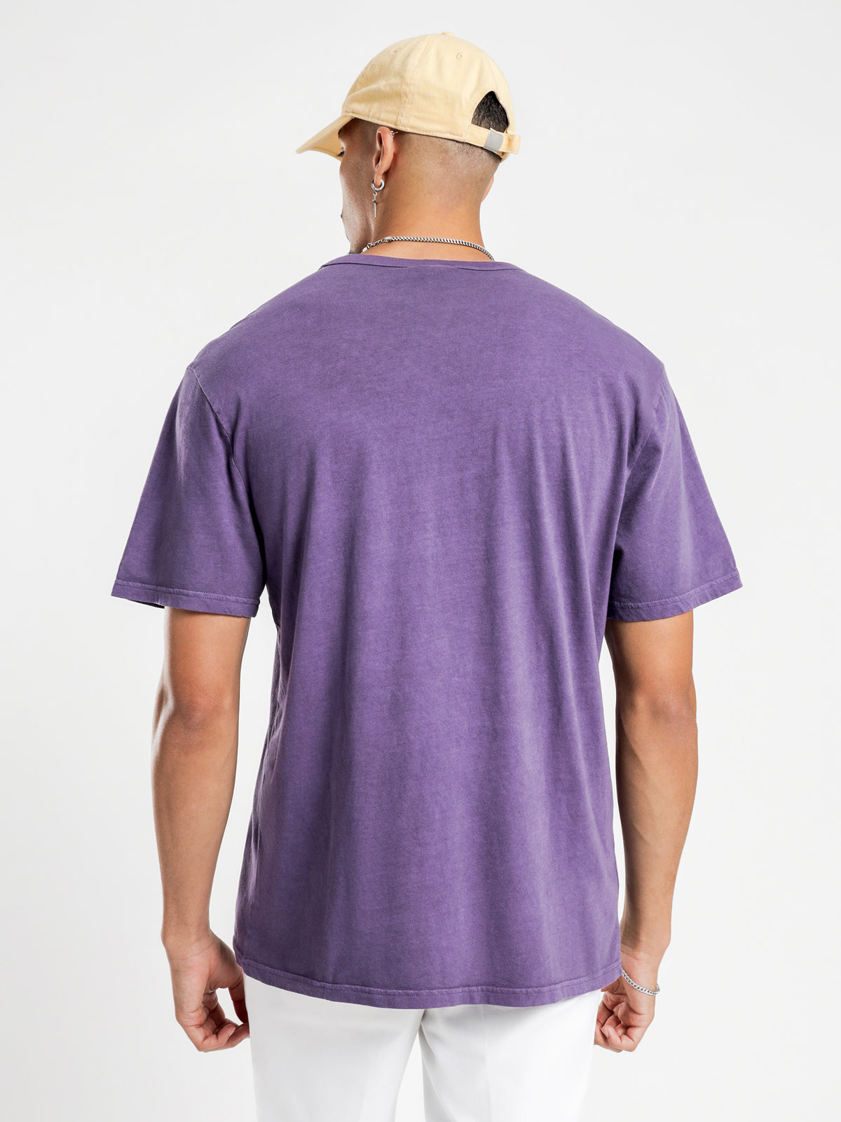 Vintage Dye T-Shirt in Purple Pebble