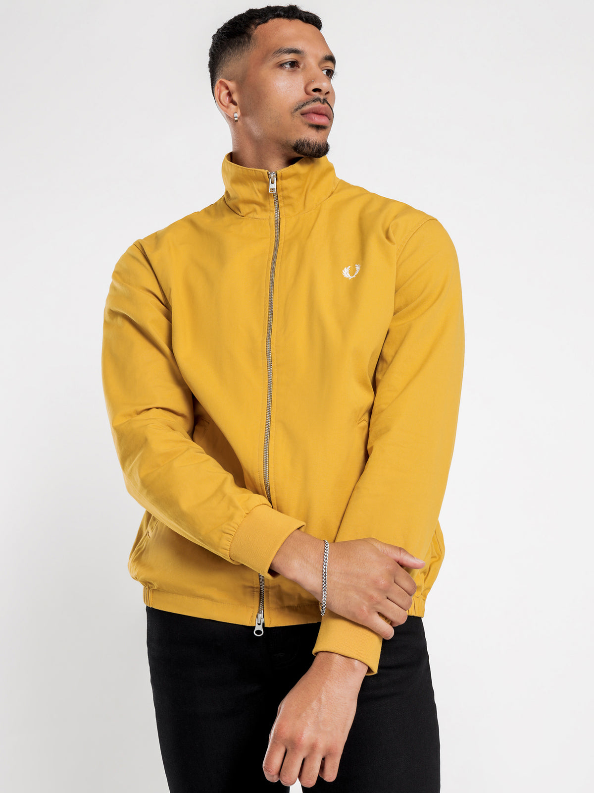 Embroidered Zip Through Jacket in Dijon Yellow