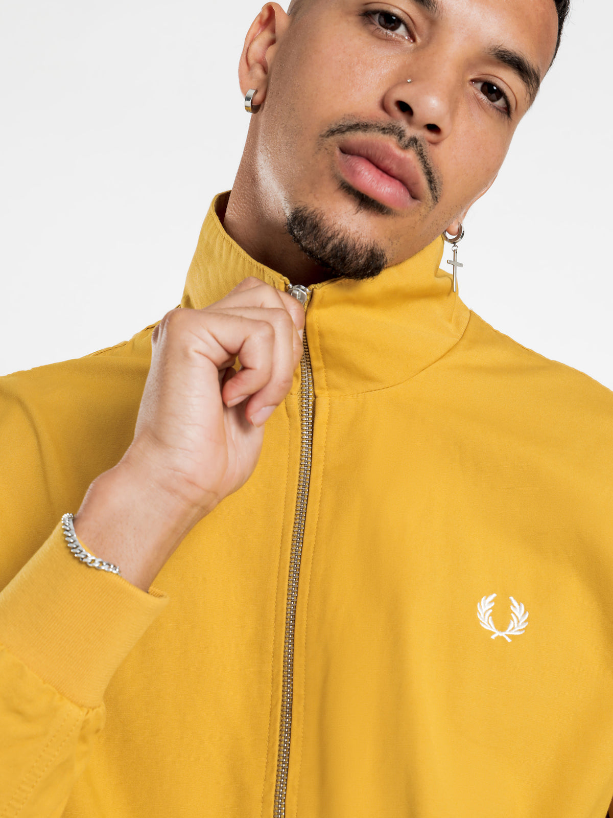Embroidered Zip Through Jacket in Dijon Yellow