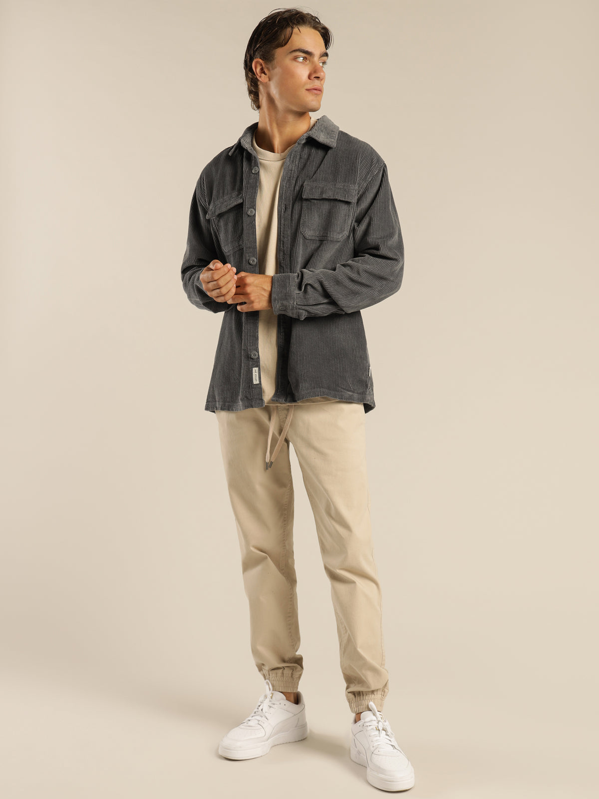 Oakes Cord Overshirt in Mineral Blue