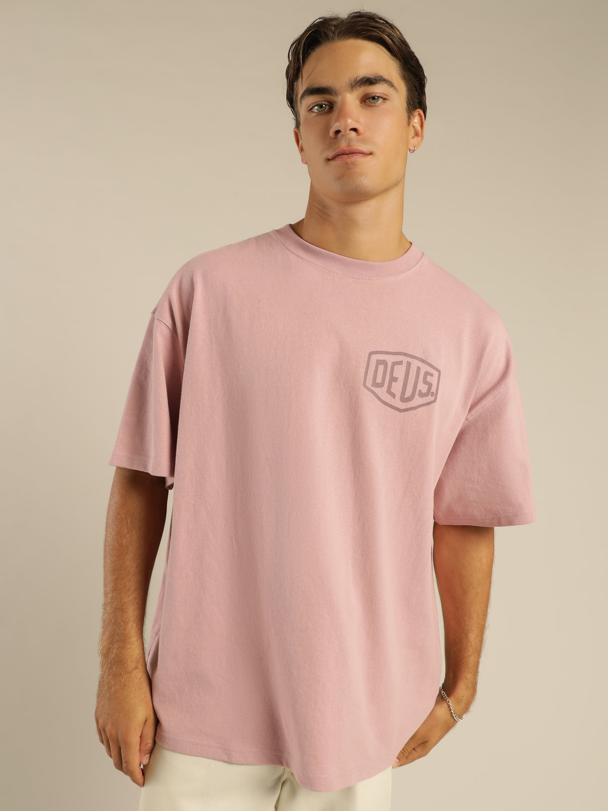 Heavyweight Box Fit Seoul Address T-Shirt in Washed Pink