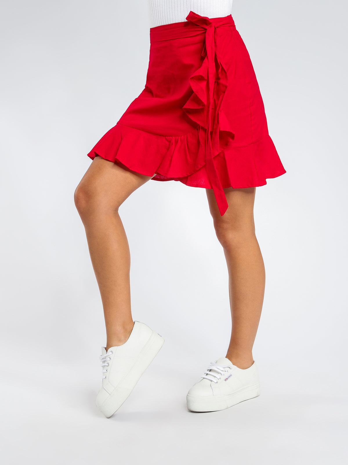 Regan Ruffle Skirt in Red