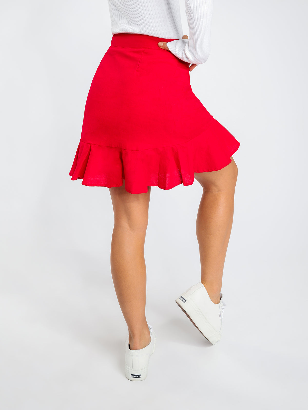 Regan Ruffle Skirt in Red