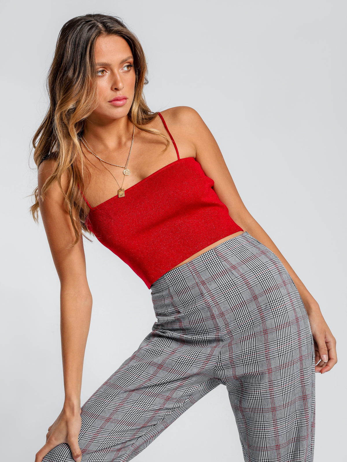 Tyler Sparkle Knit Cami in Cherry Red