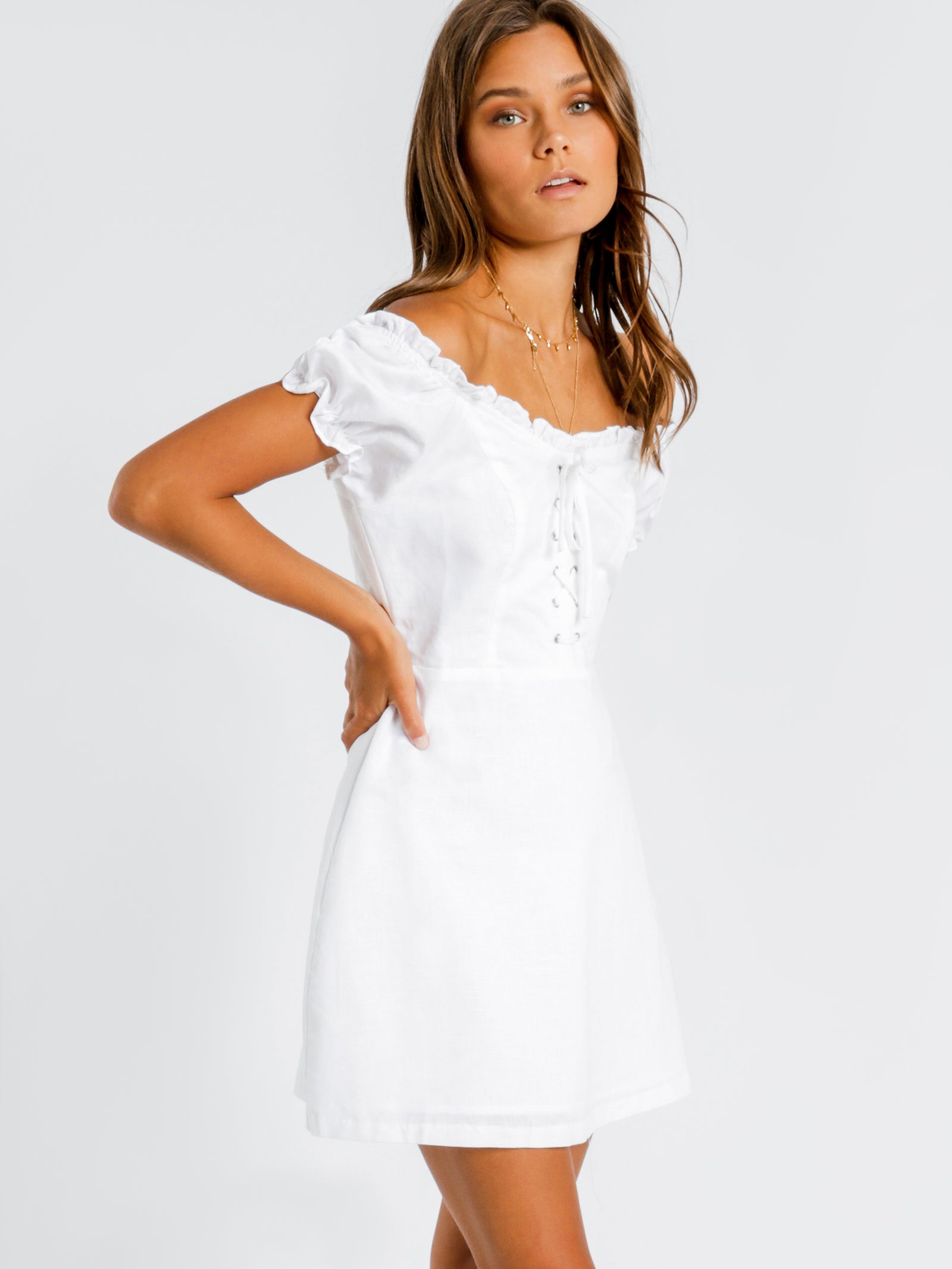 Thelma Linen Dress in White