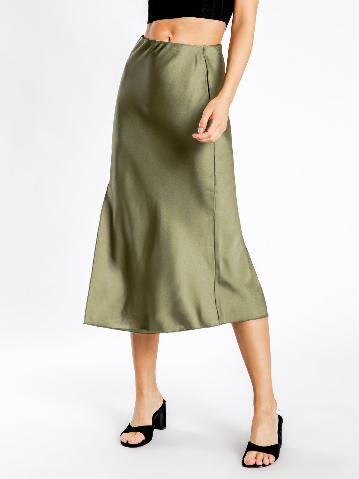 Tia Midi Skirt in Olive