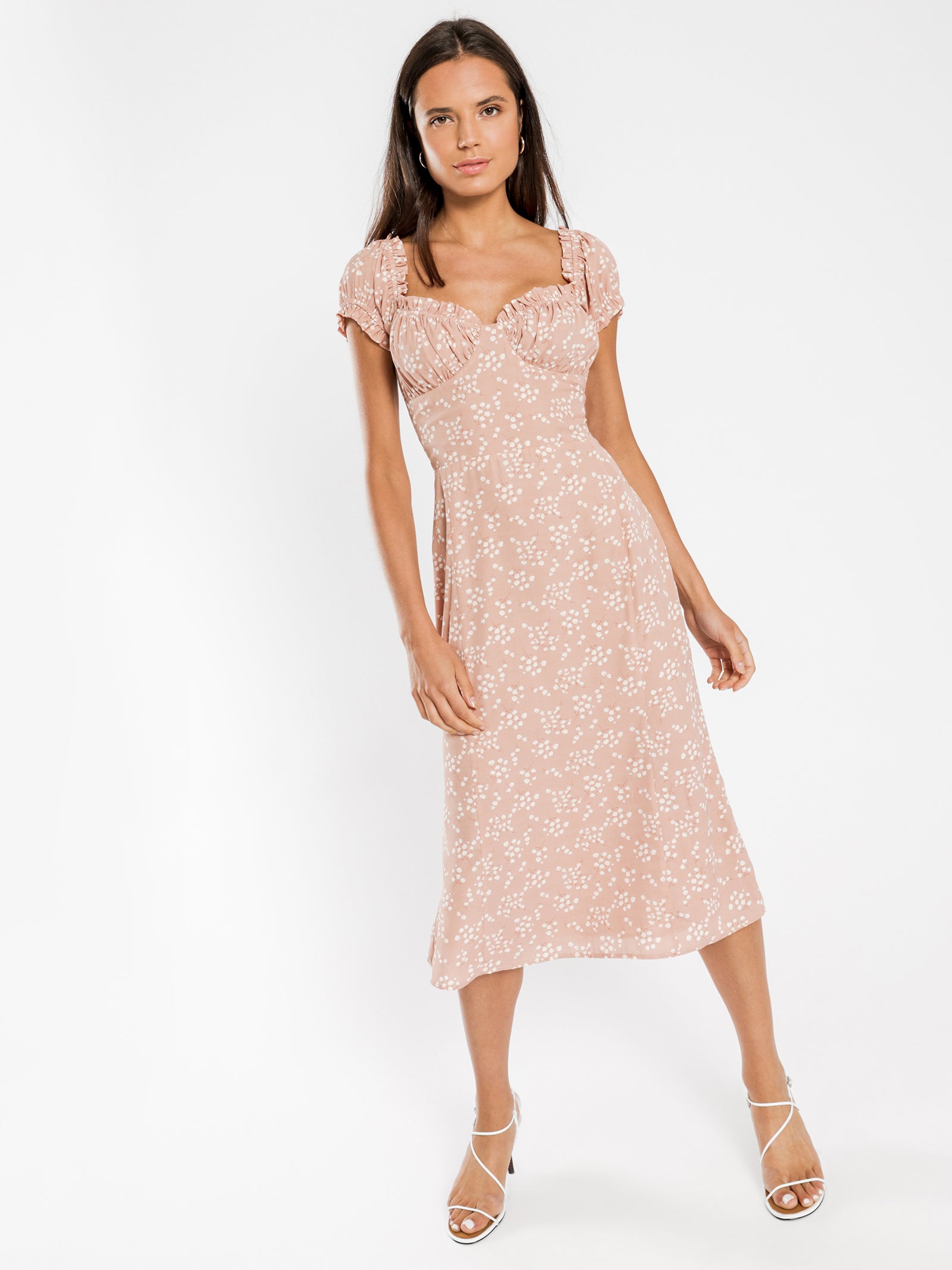 Cosette Midi Dress in Pink Floral