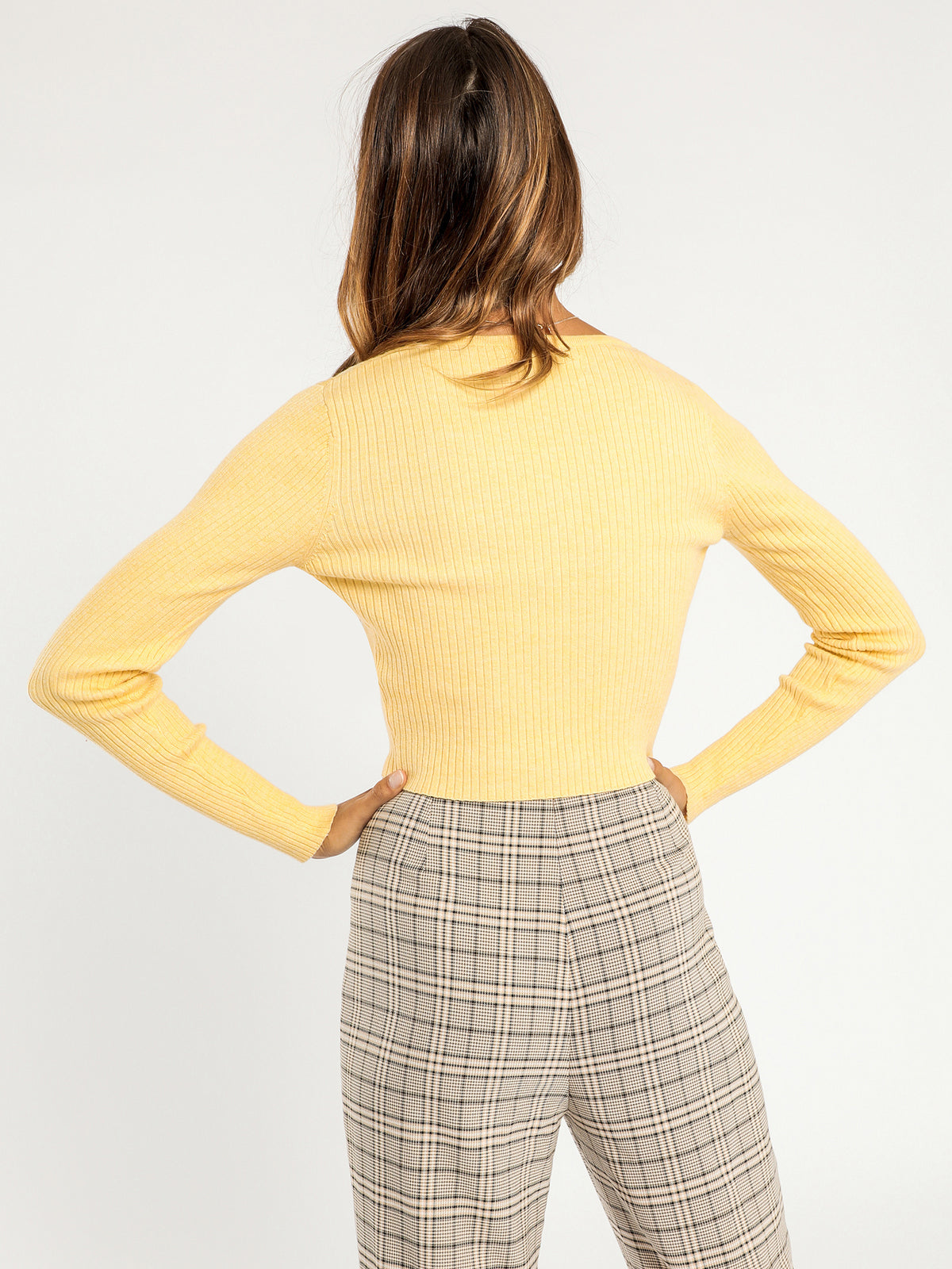 Ruby Tie Front Cardi in Butter Yellow