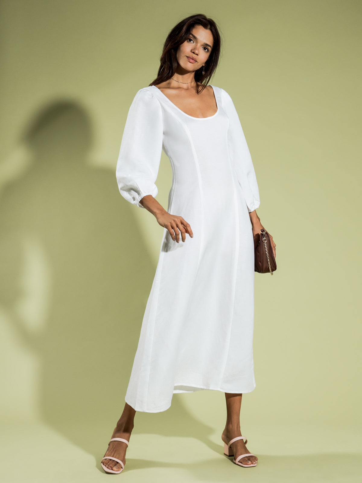 Kira Maxi Linen Dress in White