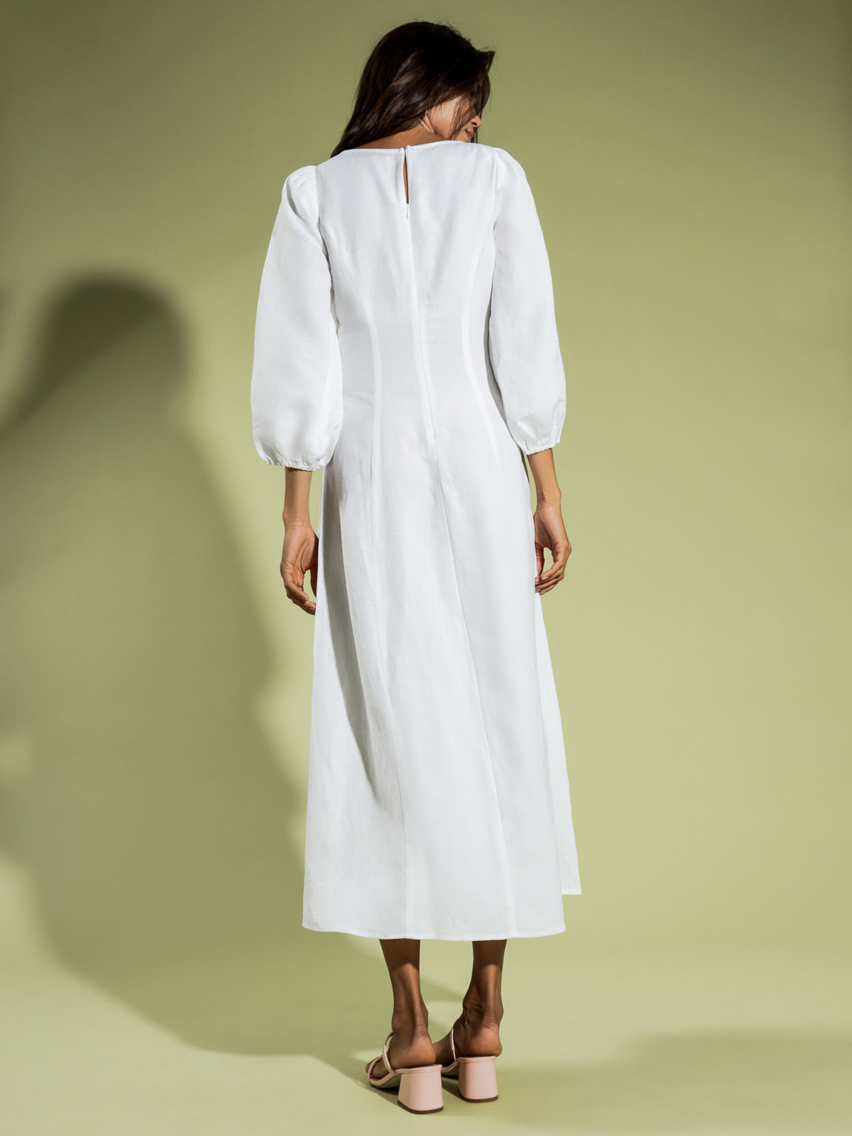 Kira Maxi Linen Dress in White