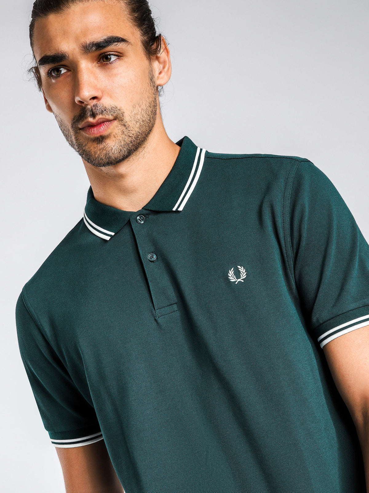 Oxford Twin Tipped Polo Shirt in Dark Pine