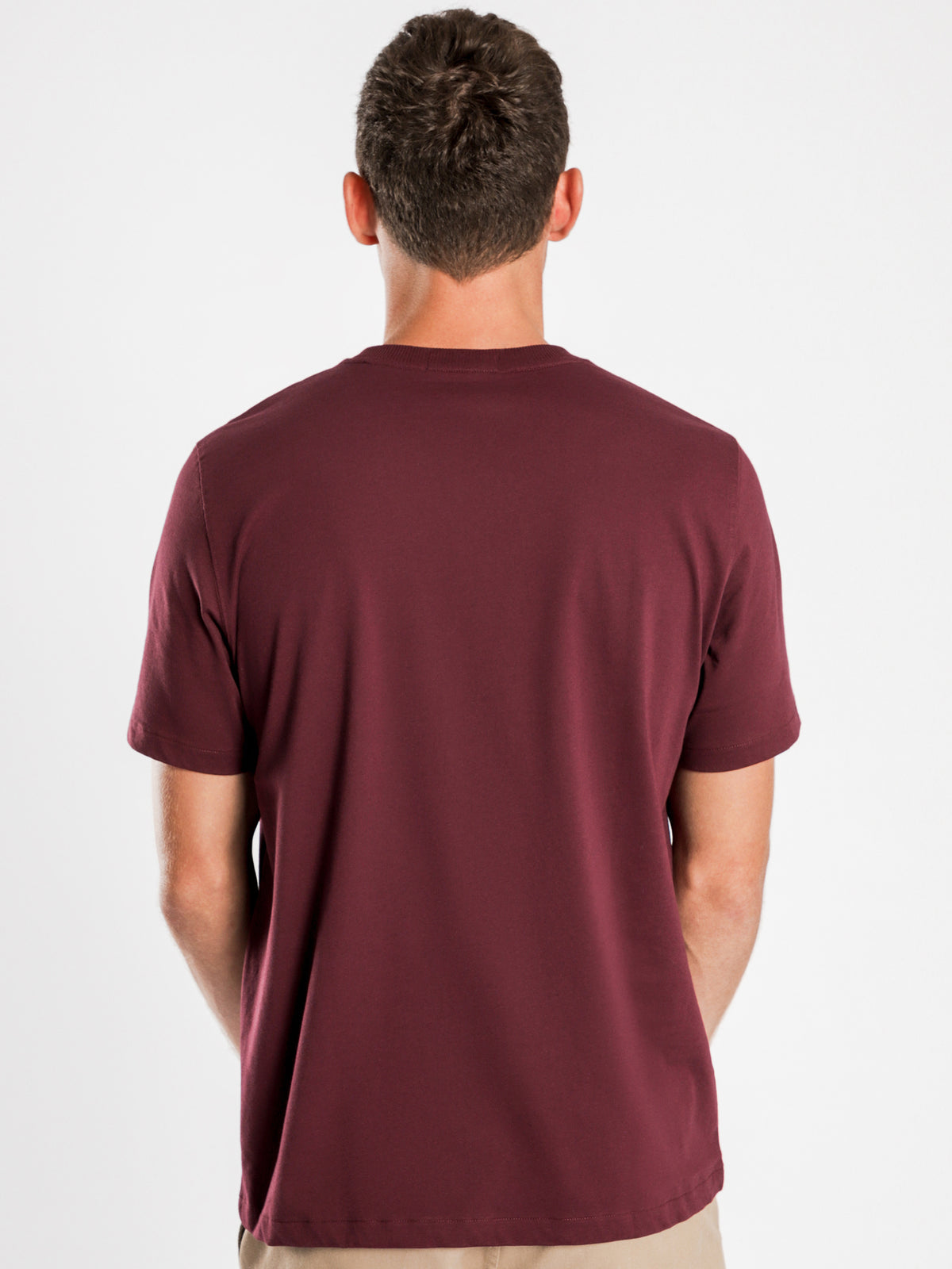 Embroidered Global Branded T-Shirt in Mahogany