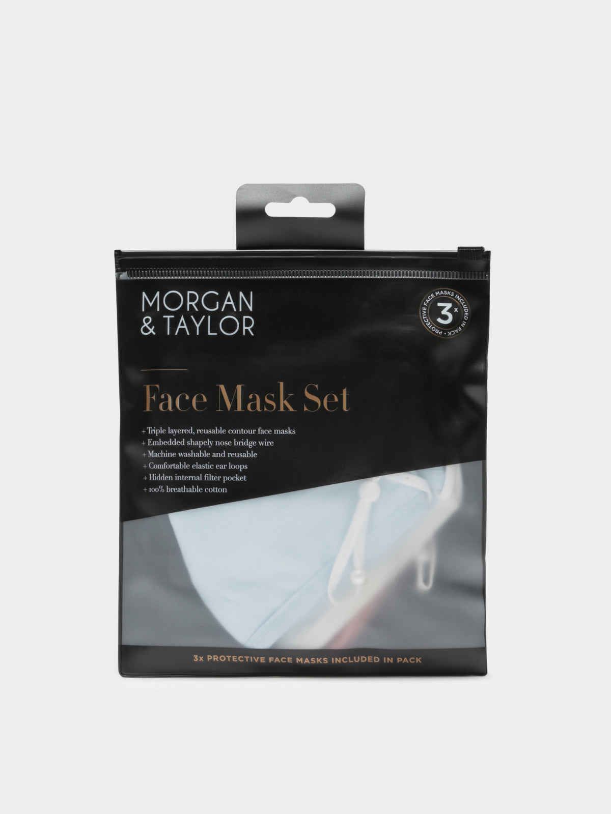 3x Protective Face Masks in White, Pink &amp; Blue