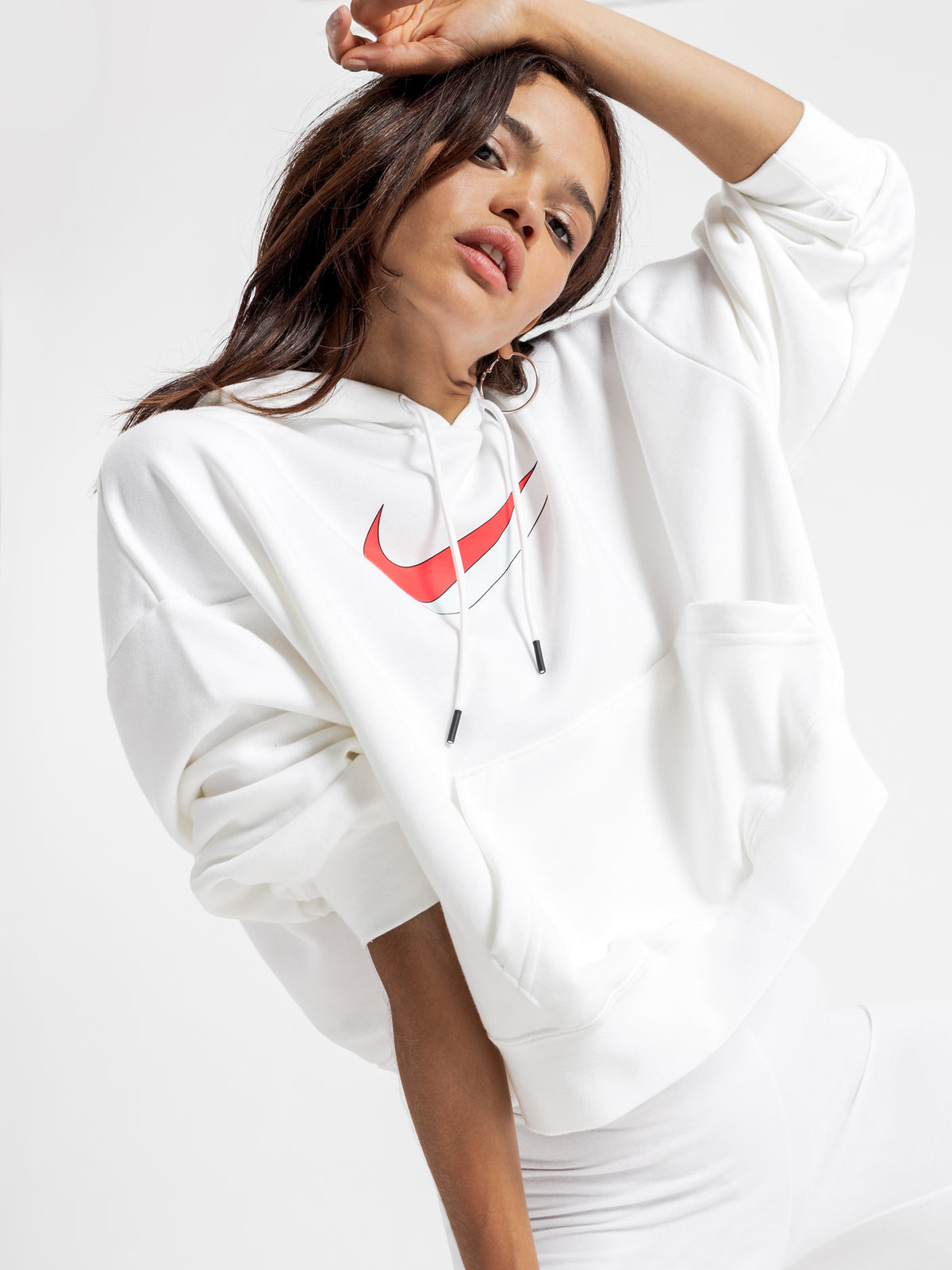 Icon Clash Fleece Hoodie in White