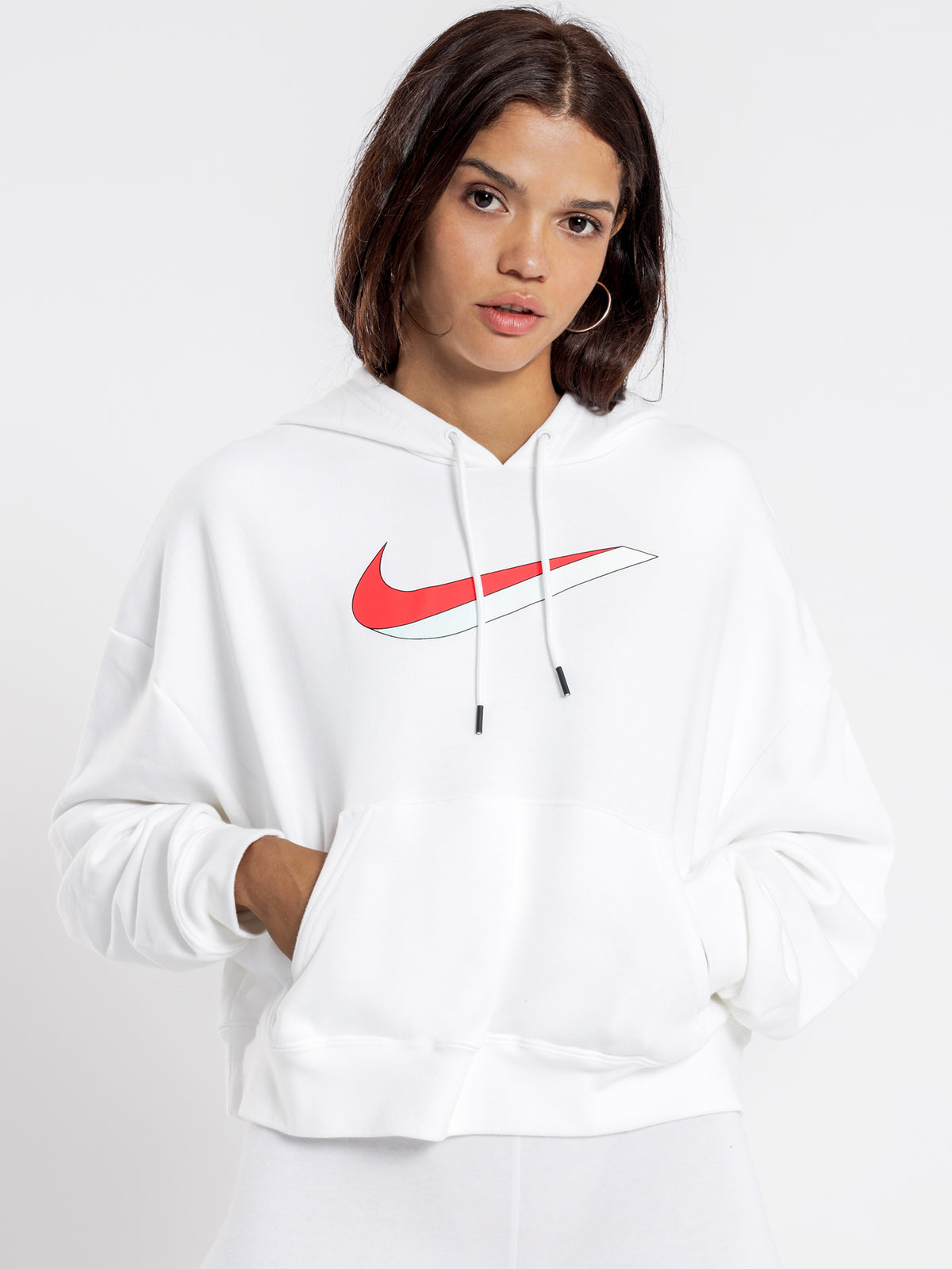 Icon Clash Fleece Hoodie in White