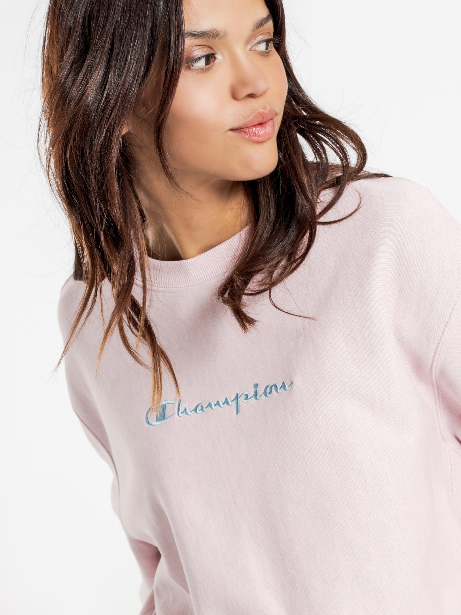 Champion Reverse Weave Overdyed Crew Jumper Pink