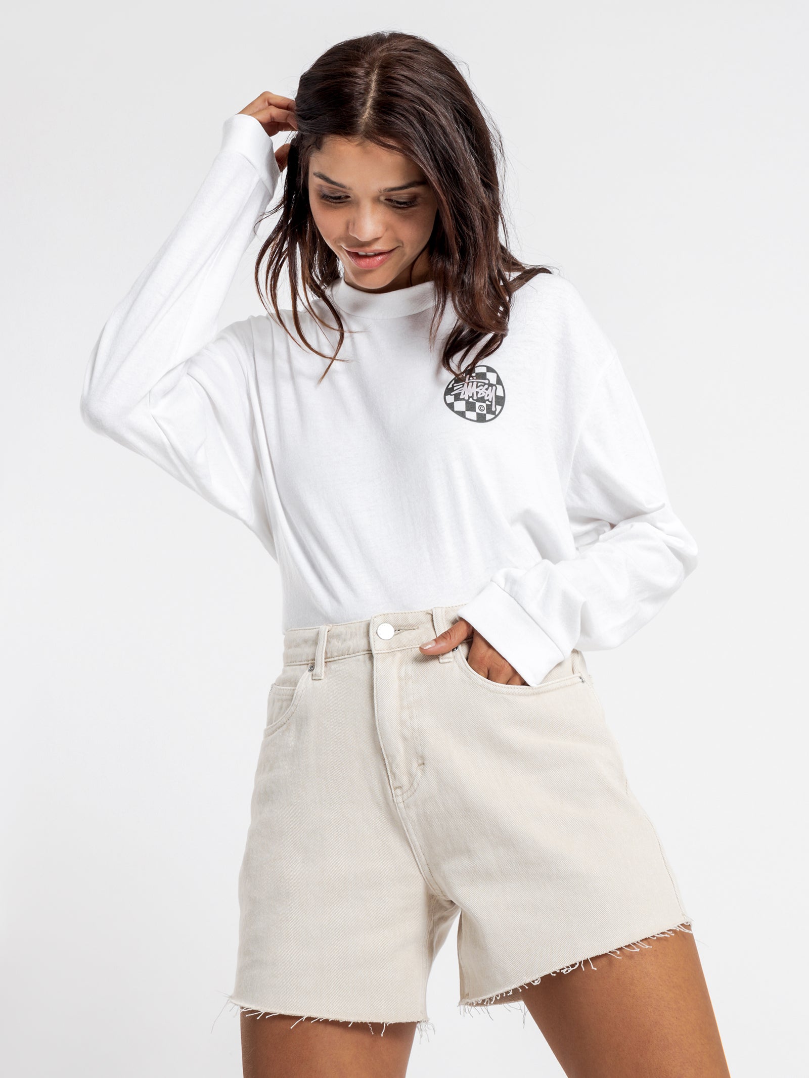 Chequer Long Sleeve Dot T-Shirt