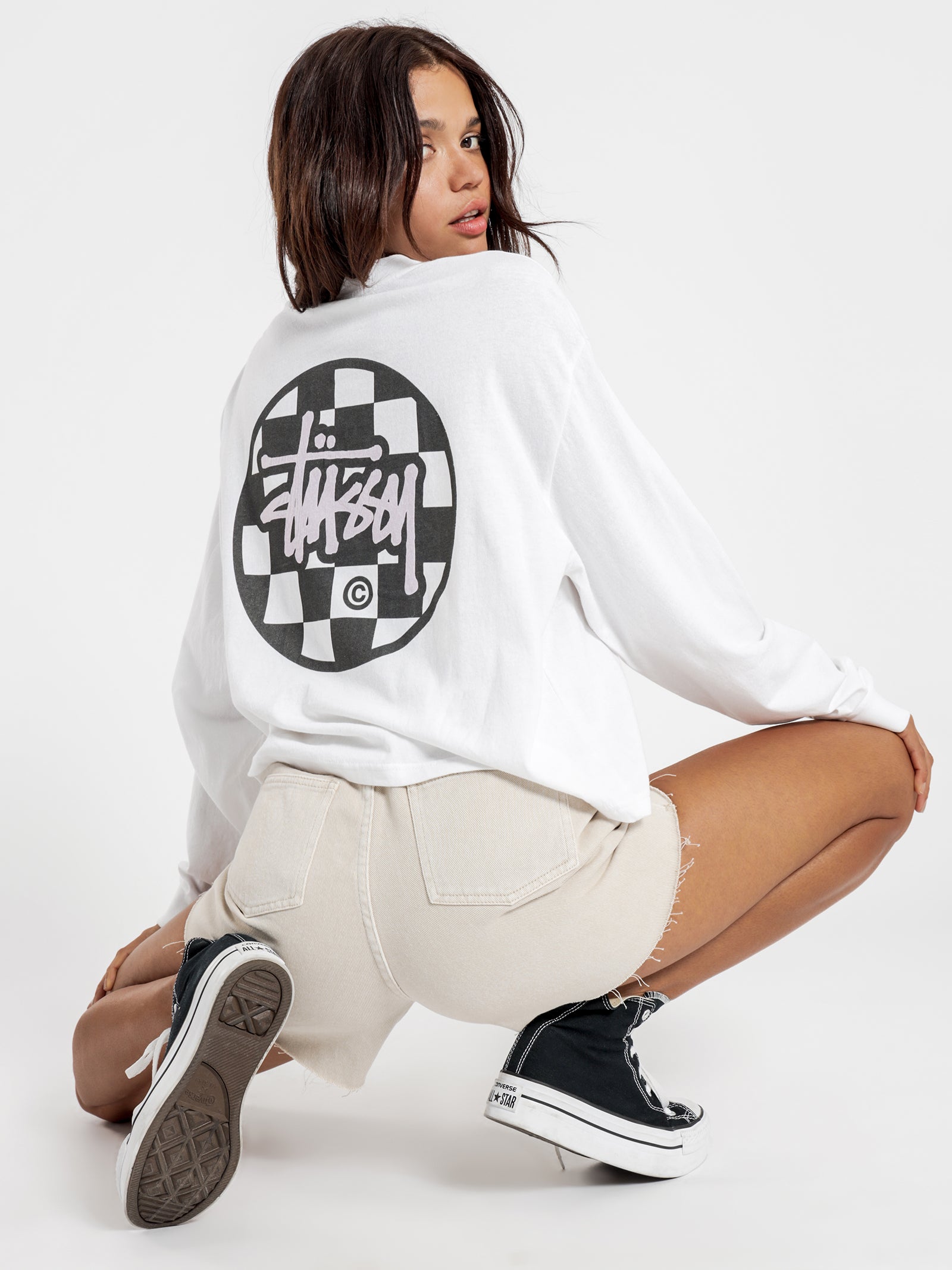 Chequer Long Sleeve Dot T-Shirt