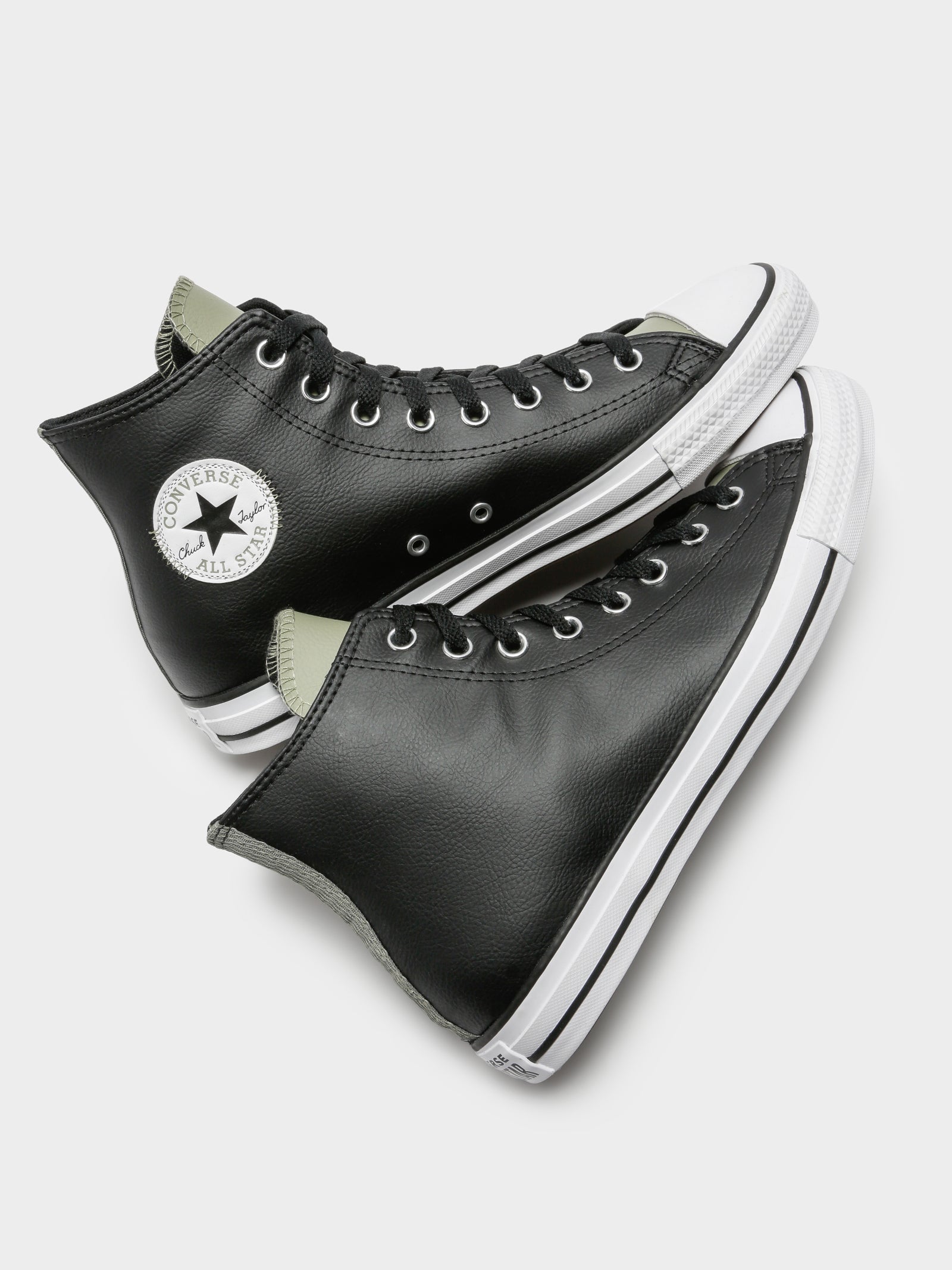 Star Leather Shoes Black Leather Converse High Tops Mens Mens
